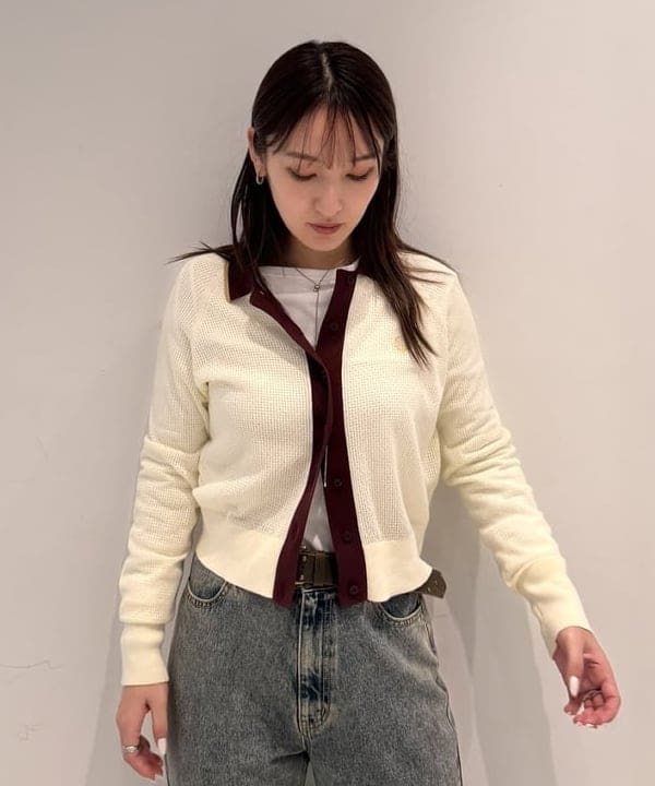 松本 佳菜子さんの「BEAMS WOMEN｜【別注】FRED PERRY / RIB-KNITTED CARDIGAN」を使ったコーディネート