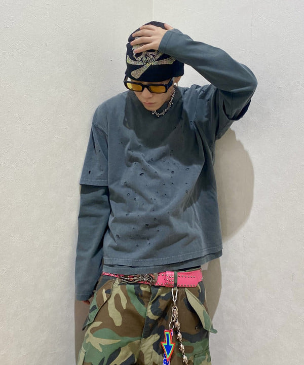 はるひむさんの「BEAMS WOMEN｜レイヤード ダメージ Tシャツ」を使ったコーディネート