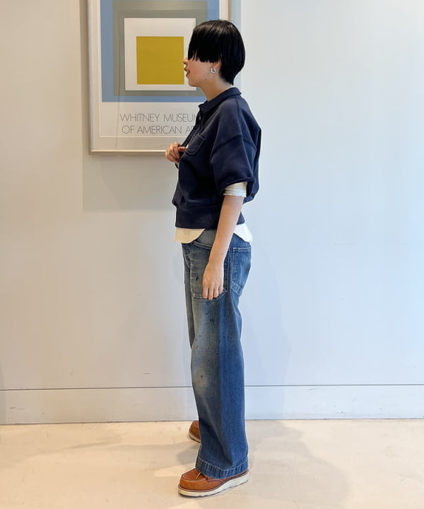 ミナミマリコさんの「BEAMS WOMEN｜ハーフジップ ショートスリーブ スウェット」を使ったコーディネート