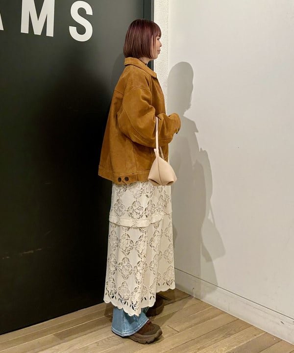 早川 萌子さんの「BEAMS WOMEN｜レース ベルカフス ロングスリーブ ワンピース」を使ったコーディネート