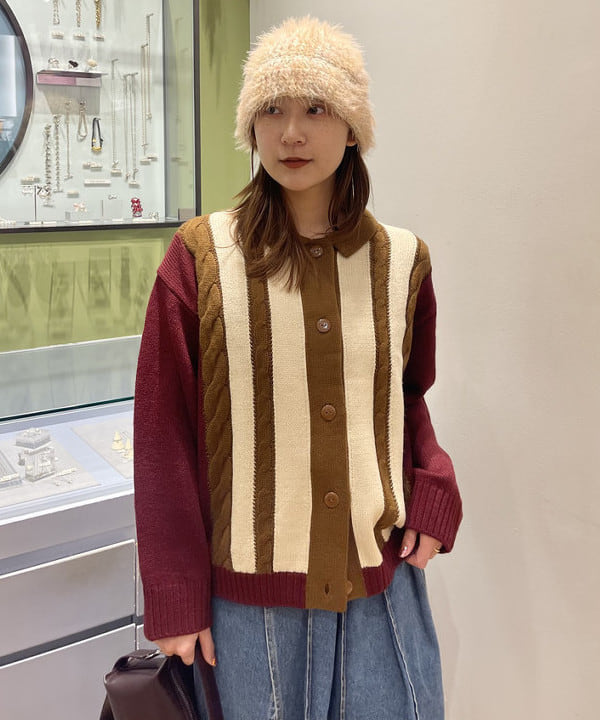 大木さんの「BEAMS WOMEN｜【別注】Champion / ニット カーディガン」を使ったコーディネート