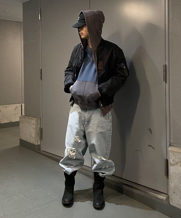 新款寬版牛仔長褲