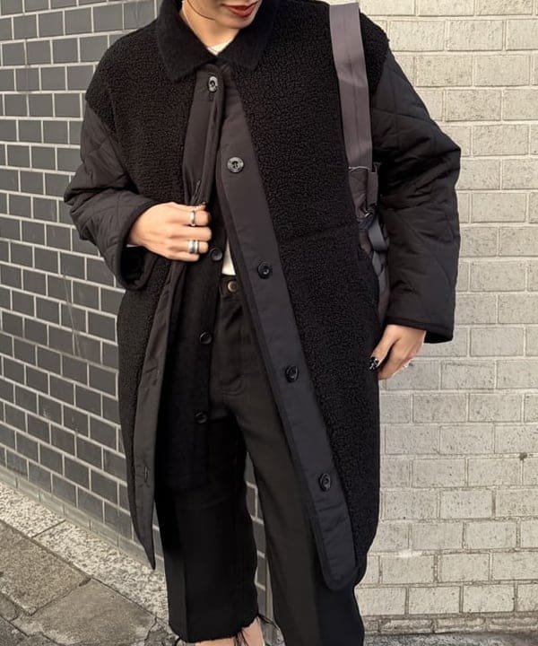 れいなさんの「BEAMS WOMEN｜ボア キルト リバーシブル コート」を使ったコーディネート