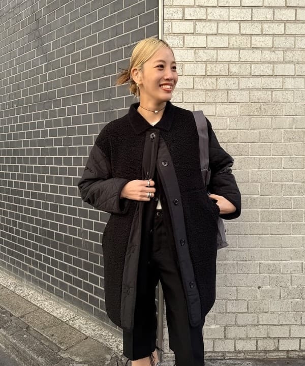 れいなさんの「BEAMS WOMEN｜ボア キルト リバーシブル コート」を使ったコーディネート