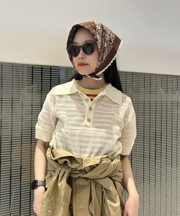 清水 彩乃さんの「BEAMS WOMEN｜オープン ワーク ポロ」を使ったコーディネート