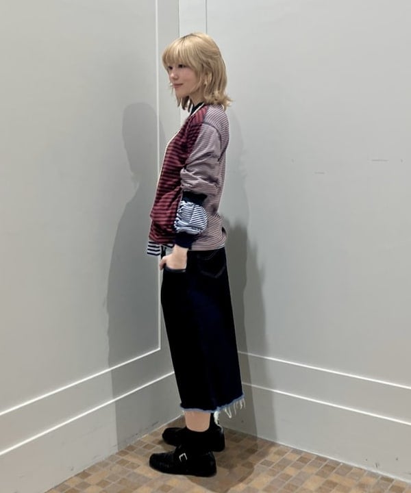 小原 もこさんの「BEAMS WOMEN｜スウィッチ ボーダー ロングスリーブ」を使ったコーディネート