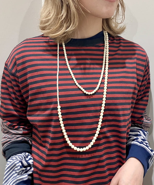 小原 もこさんの「BEAMS WOMEN｜スウィッチ ボーダー ロングスリーブ」を使ったコーディネート