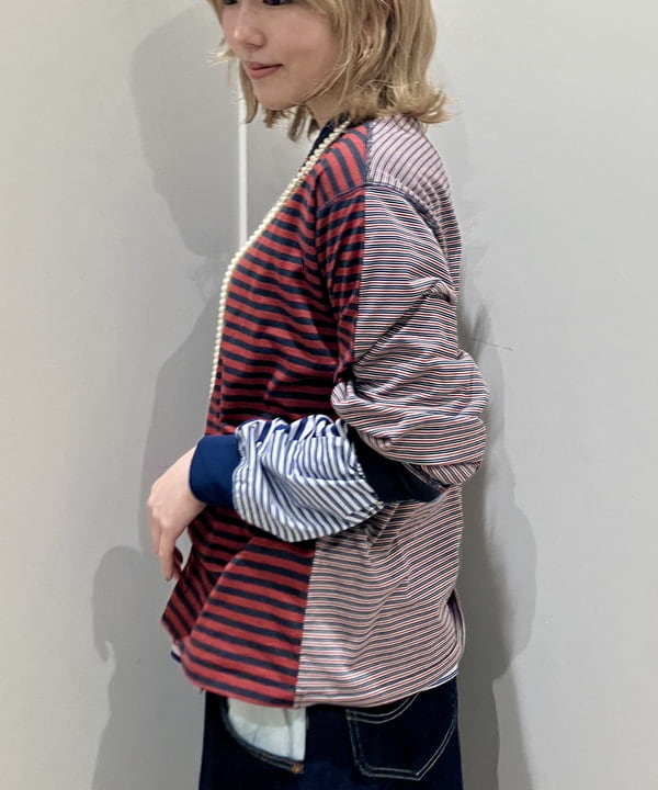 小原 もこさんの「BEAMS WOMEN｜スウィッチ ボーダー ロングスリーブ」を使ったコーディネート