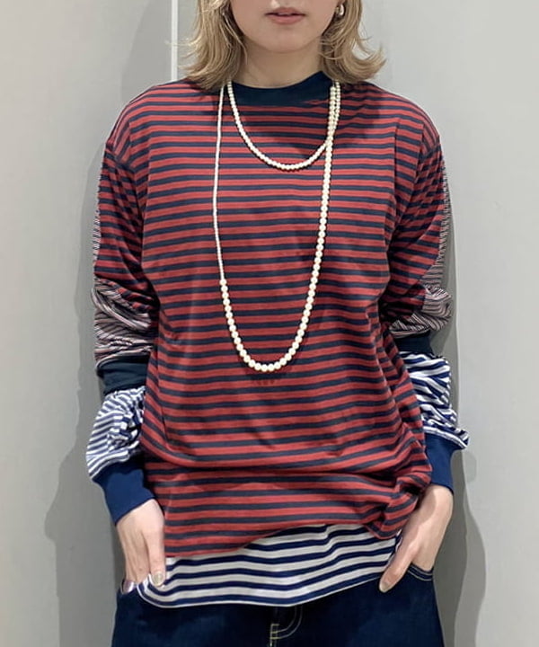 小原 もこさんの「BEAMS WOMEN｜スウィッチ ボーダー ロングスリーブ」を使ったコーディネート