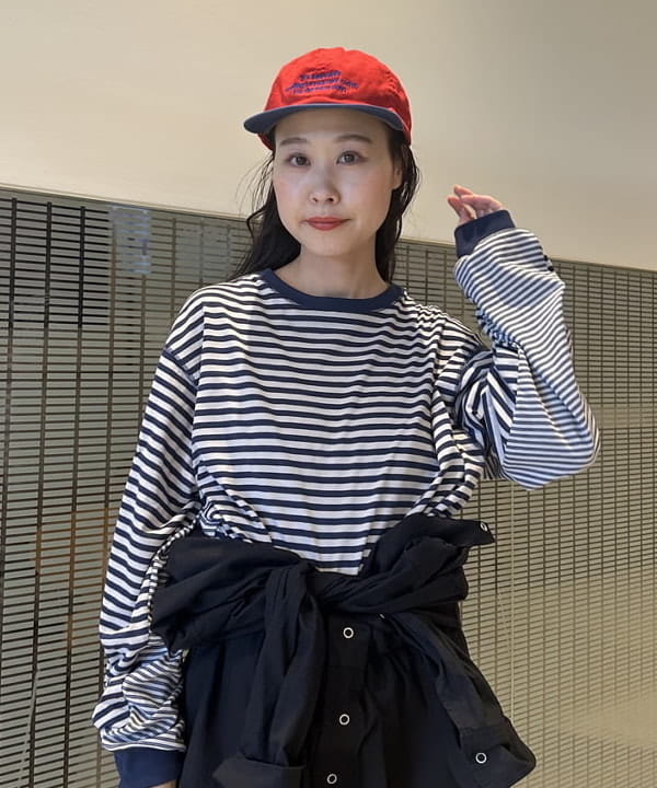 清水 彩乃さんの「BEAMS WOMEN｜スウィッチ ボーダー ロングスリーブ」を使ったコーディネート