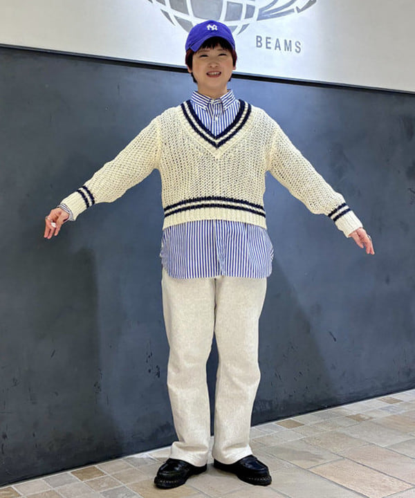 木村 梨香さんの「BEAMS WOMEN｜ストライプ クレイジー ボタンダウン ロングスリーブ」を使ったコーディネート