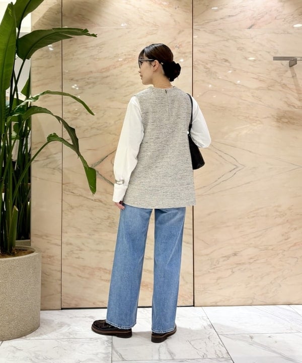 AONO SHIKAMAさんの「BEAMS WOMEN｜ツイード フレア Vネック ジレ＊」を使ったコーディネート