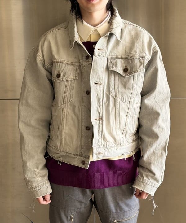 うえきんぐさんの「ワイドショート ダメージ デニム ジャケット」を使ったコーディネート