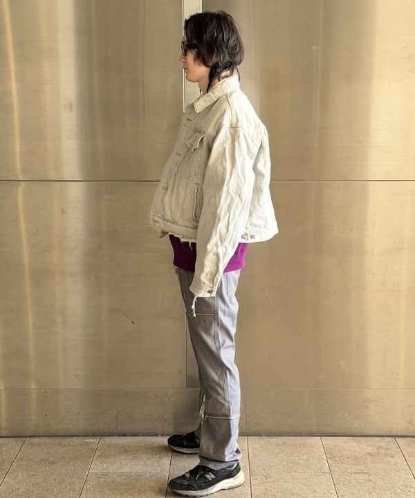 うえきんぐさんの「ワイドショート ダメージ デニム ジャケット」を使ったコーディネート