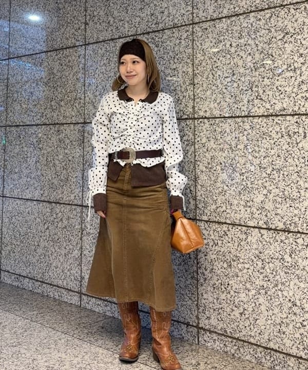 まゆちゃんさんの「BEAMS WOMEN｜ドット センター ギャザー ブラウス」を使ったコーディネート