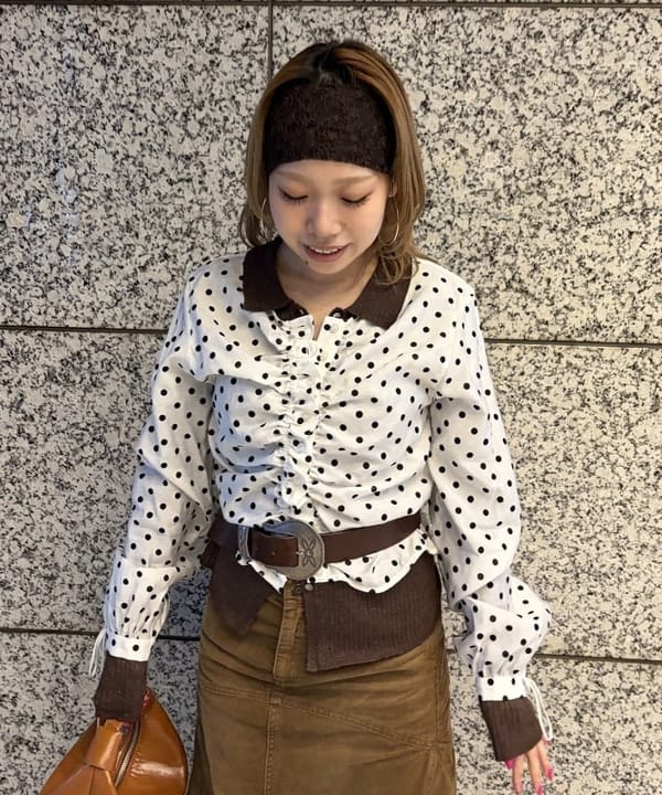 まゆちゃんさんの「BEAMS WOMEN｜ドット センター ギャザー ブラウス」を使ったコーディネート