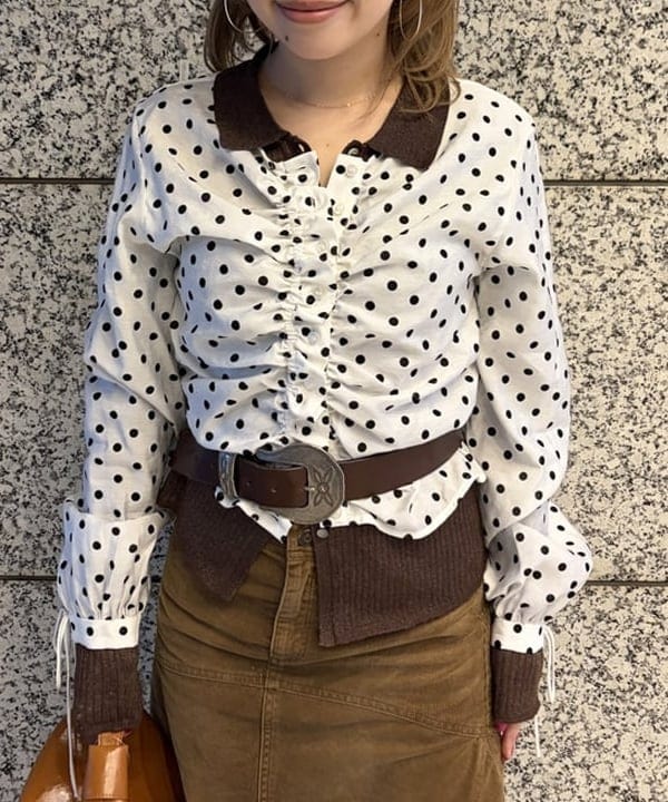 まゆちゃんさんの「BEAMS WOMEN｜ドット センター ギャザー ブラウス」を使ったコーディネート