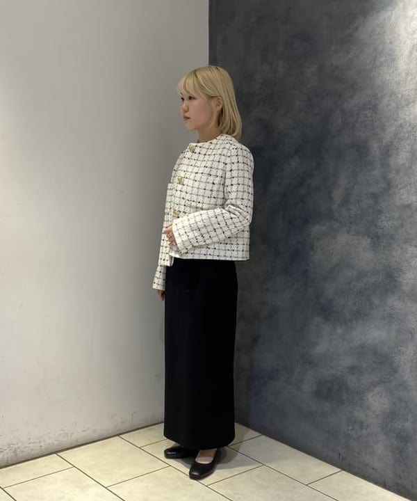 菜月さんの「BEAMS WOMEN｜ツイード ノーカラー ジャケット＊」を使ったコーディネート
