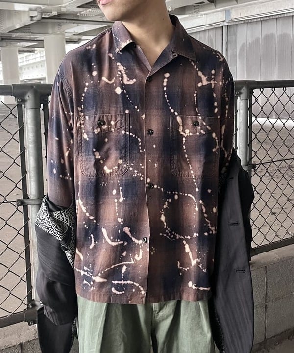 槙山 賢斗さんの「BEAMS WOMEN｜ブリーチ オンブレチェック オープンカラーシャツ【リラックスフィット】」を使ったコーディネート