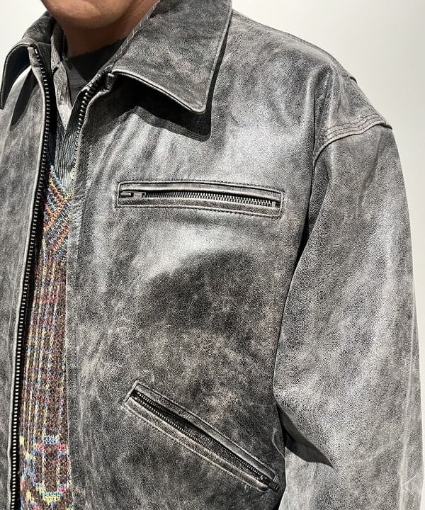 BANさんの「BEAMS WOMEN｜ワイドショートフィット ゴートレザー ジップブルゾン」を使ったコーディネート