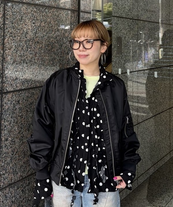 まゆちゃんさんの「BEAMS WOMEN｜ドット クリンクル フリル シャツ」を使ったコーディネート