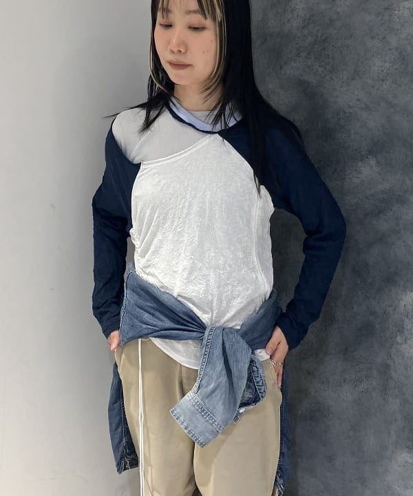にしだてさんの「BEAMS WOMEN｜リブ クルー 3/4」を使ったコーディネート