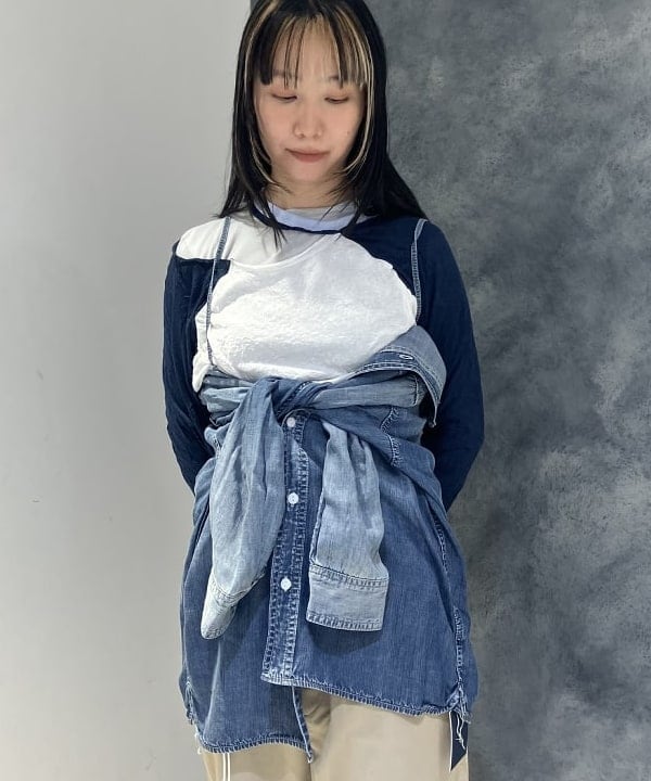 にしだてさんの「BEAMS WOMEN｜リブ クルー 3/4」を使ったコーディネート