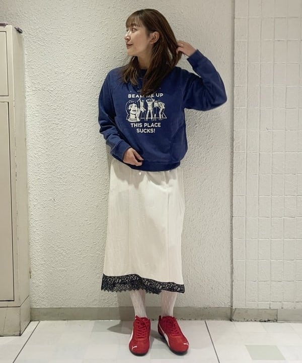 大木さんの「BEAMS WOMEN｜レース キリカエ キャミワンピース」を使ったコーディネート