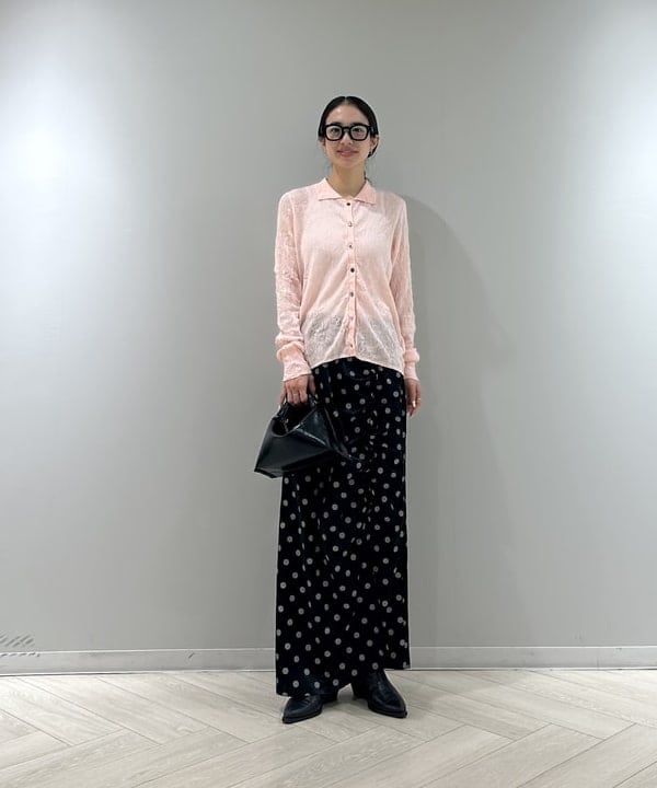 ササキさんの「BEAMS WOMEN｜シアー リブ ニット ポロ カーディガン」を使ったコーディネート