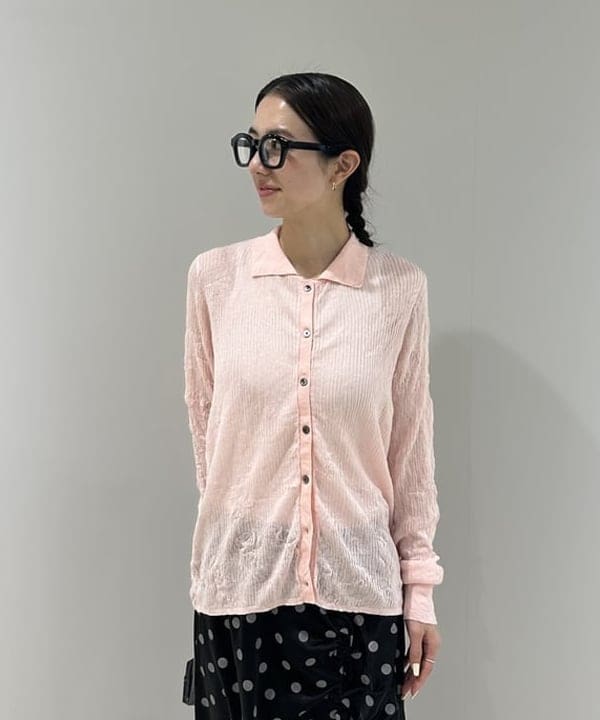 ササキさんの「BEAMS WOMEN｜シアー リブ ニット ポロ カーディガン」を使ったコーディネート