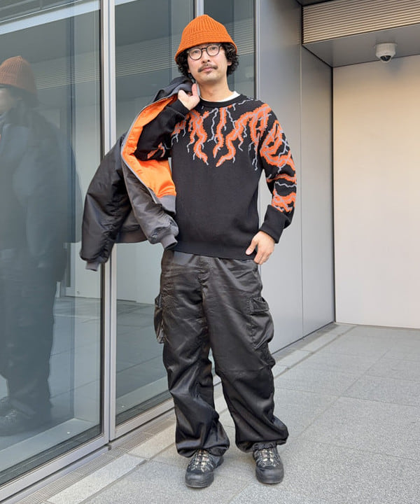 BAKU(東江 漠)さんの「BEAMS WOMEN｜【ワイドフィット】クレイジー MA-1」を使ったコーディネート