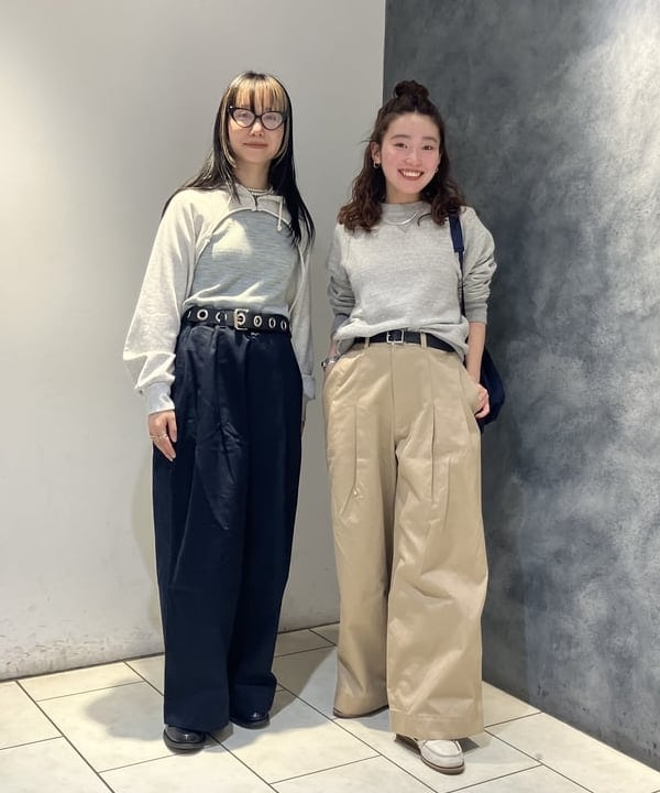 モモさんの「BEAMS WOMEN｜ワイド タック チノ パンツ」を使ったコーディネート
