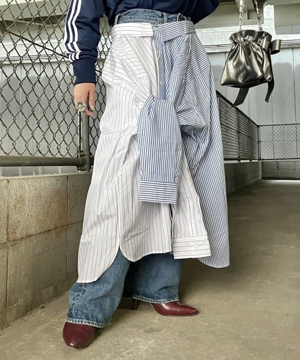 みやさかさんの「BEAMS WOMEN｜フェード ダメージ デニムパンツ 【ワイドストレートフィット】」を使ったコーディネート