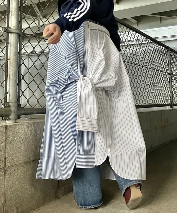 みやさかさんの「BEAMS WOMEN｜フェード ダメージ デニムパンツ 【ワイドストレートフィット】」を使ったコーディネート