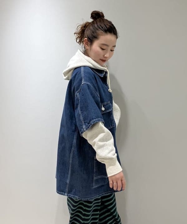 モモさんの「BEAMS WOMEN｜デニム カバーオール ショートスリーブ」を使ったコーディネート