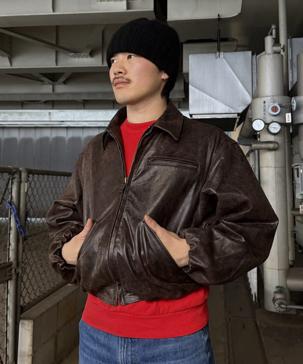 しゅうとさんの「BEAMS WOMEN｜ワイドショートフィット ゴートレザー ジップブルゾン」を使ったコーディネート