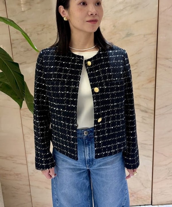 小笠原 楓さんの「BEAMS WOMEN｜ツイード ノーカラー ジャケット＊」を使ったコーディネート