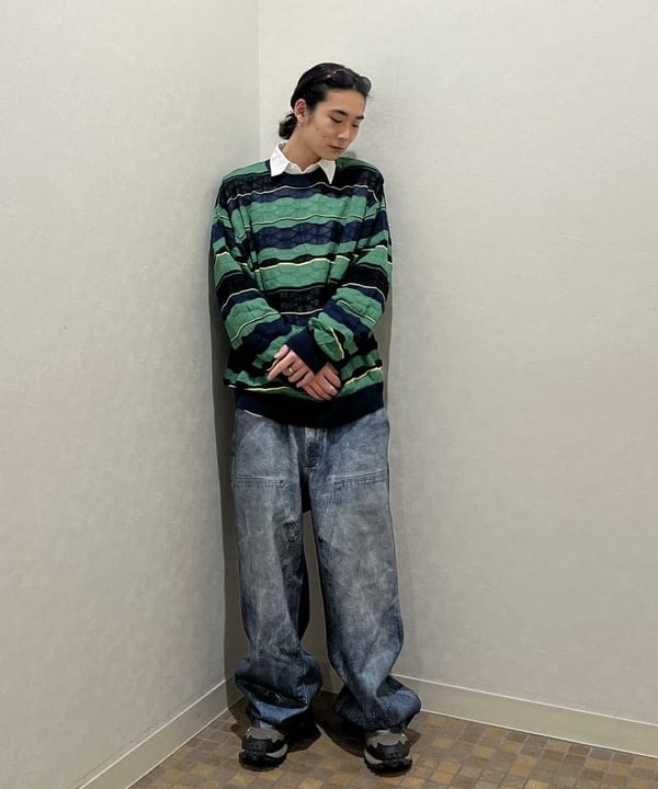 菊田 悠さんの「BEAMS WOMEN｜12ゲージ ジャカード マルチボーダーニット【ワイドフィット】」を使ったコーディネート