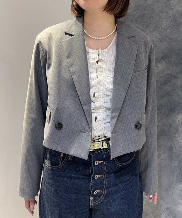 reinaさんの「BEAMS WOMEN｜ストライプ シャーリング Vネック ブラウス」を使ったコーディネート