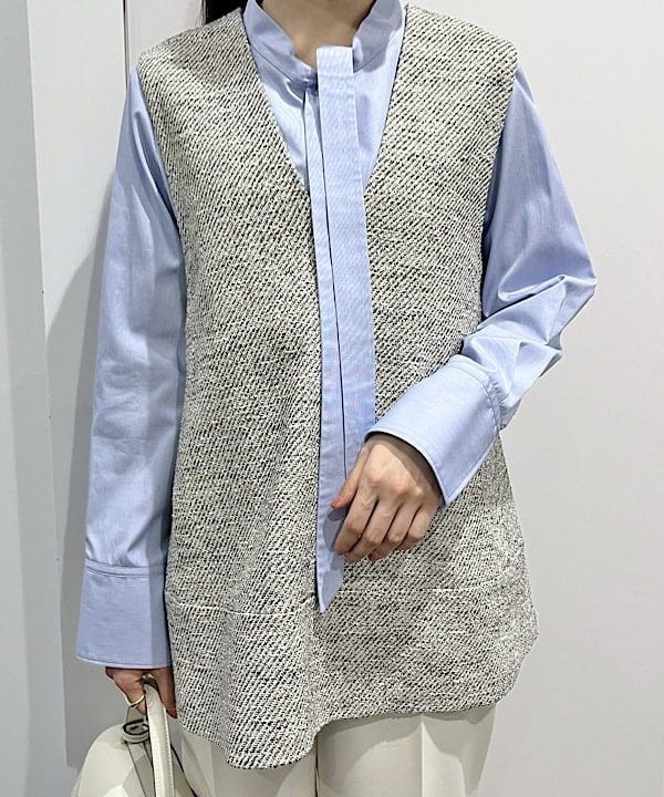 shibataさんの「BEAMS WOMEN｜ツイード フレア Vネック ジレ＊」を使ったコーディネート