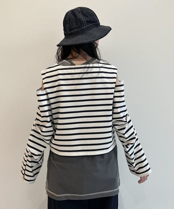 清水 彩乃さんの「BEAMS WOMEN｜maturely / ボーダー オープン ショルダー ロングスリーブ カットソー」を使ったコーディネート