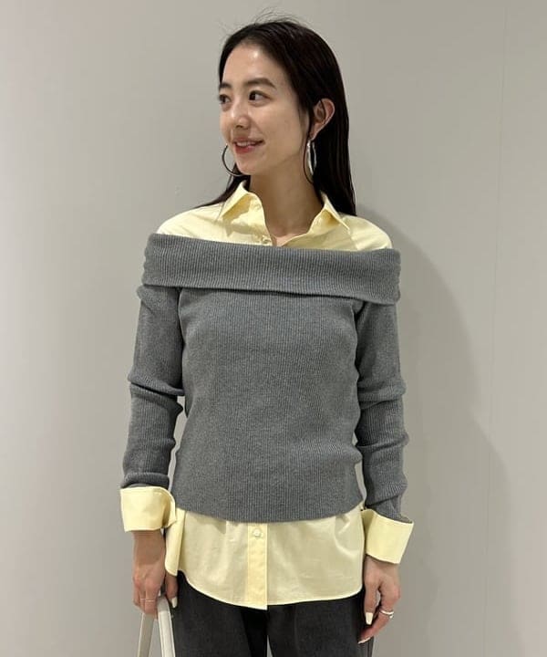 ササキさんの「BEAMS WOMEN｜リブ オフショルダー ニット」を使ったコーディネート