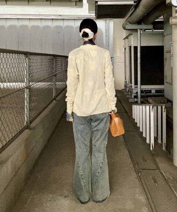 むりょさんの「BEAMS WOMEN｜シアー フラワープリント カーディガン」を使ったコーディネート