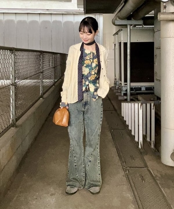 むりょさんの「BEAMS WOMEN｜シアー フラワープリント カーディガン」を使ったコーディネート