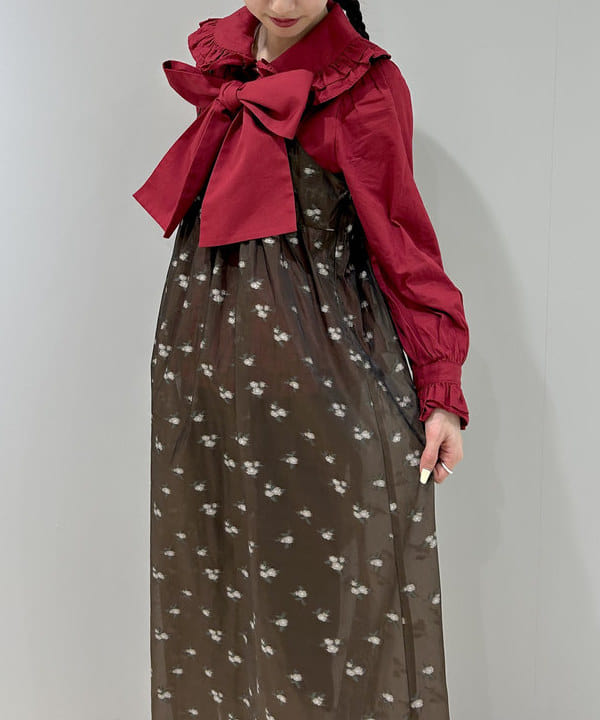 ササキさんの「BEAMS WOMEN｜シアー フラワー ジャカード キャミワンピース」を使ったコーディネート