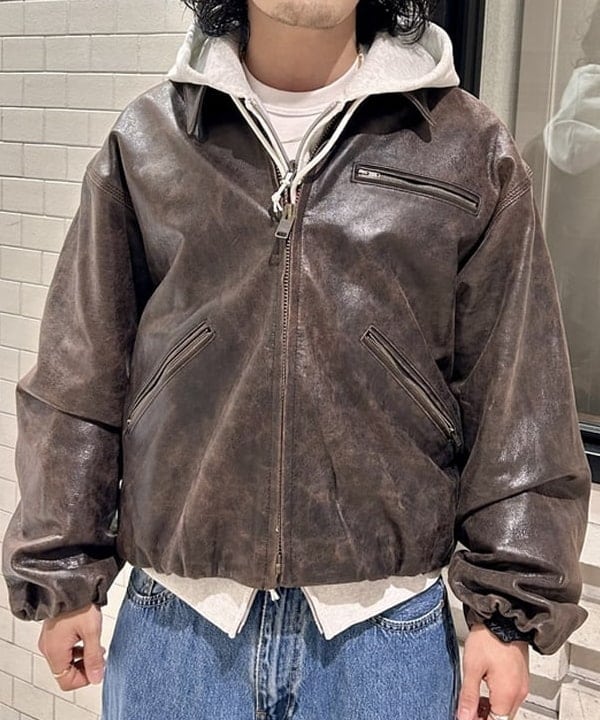 Shutoさんの「BEAMS WOMEN｜ワイドショートフィット ゴートレザー ジップブルゾン」を使ったコーディネート