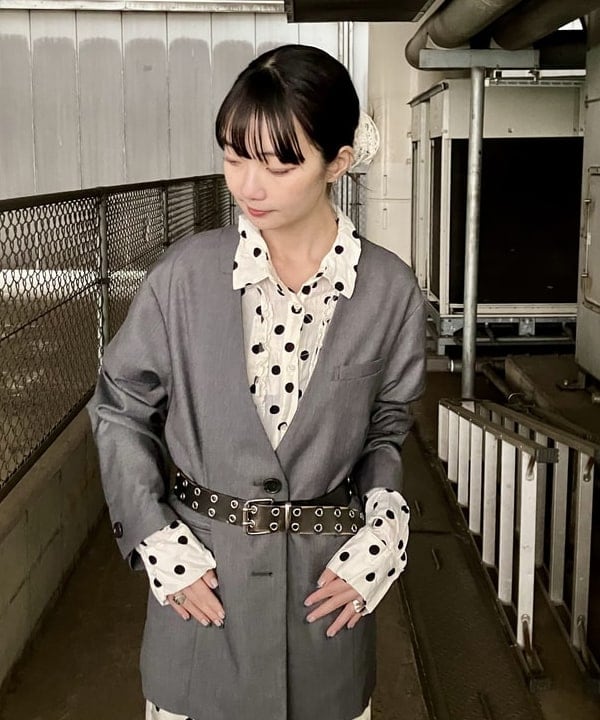 むりょさんの「BEAMS WOMEN｜ドット クリンクル フリル シャツ」を使ったコーディネート