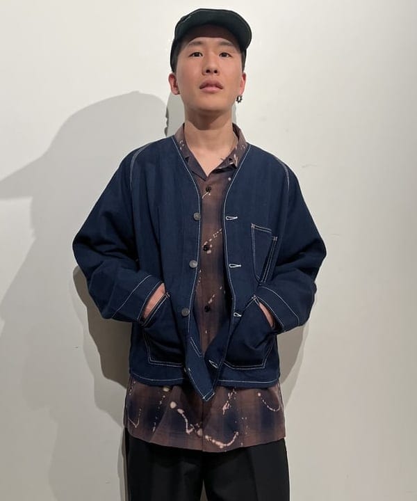 BANさんの「BEAMS WOMEN｜ブリーチ オンブレチェック オープンカラーシャツ【リラックスフィット】」を使ったコーディネート