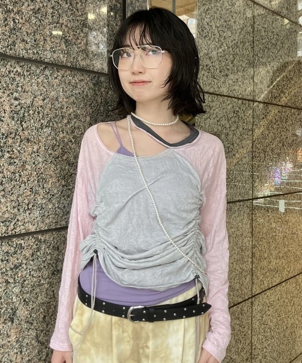 加歩さんの「BEAMS WOMEN｜ワッシャー ラグラン アレンジ ロングスリーブ」を使ったコーディネート