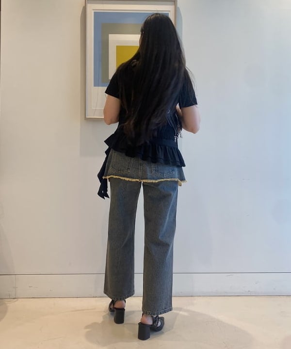 ayaさんの「BEAMS WOMEN｜デニムスカート レイヤード パンツ」を使ったコーディネート